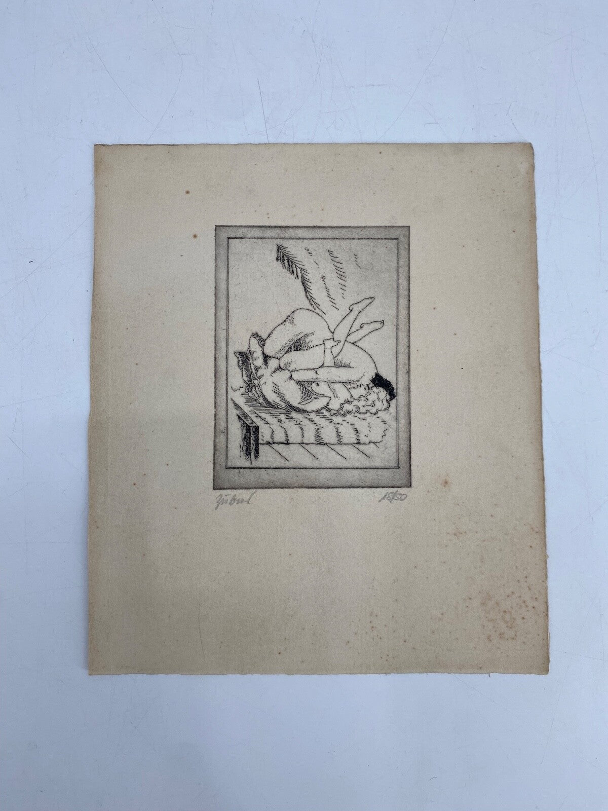 * EROTISCHE RADIERUNG AKT 18/50 ZUBER DEUTSCHES REICH UM 1900 ORIGINAL SIGNIERT