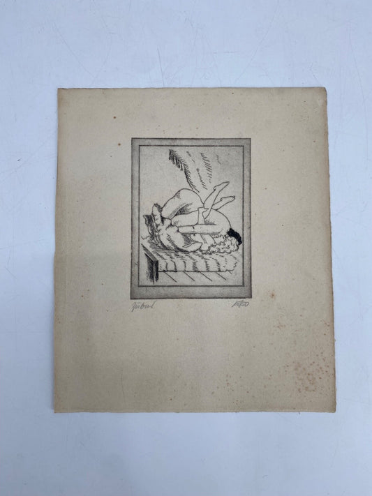 * EROTISCHE RADIERUNG AKT 18/50 ZUBER DEUTSCHES REICH UM 1900 ORIGINAL SIGNIERT
