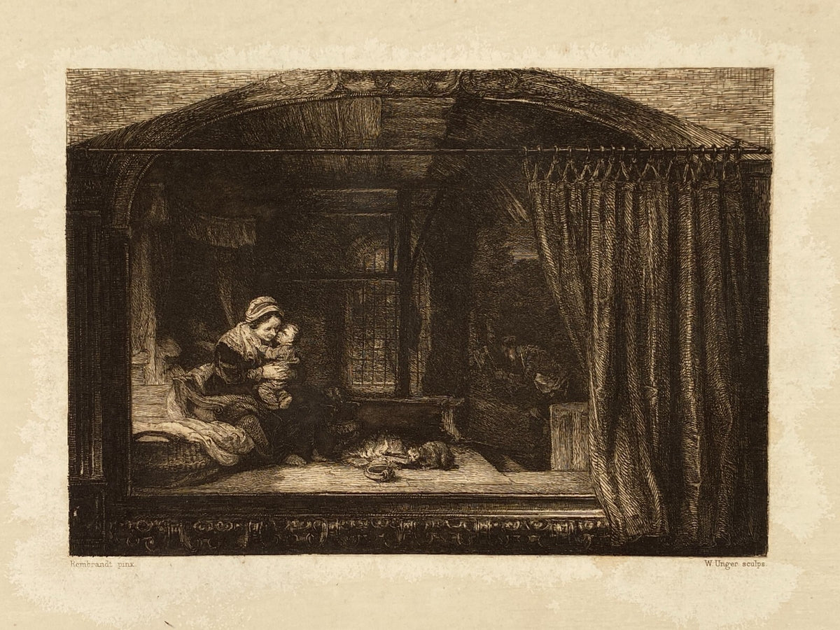 * 6x RADIERUNG WILLIAM UNGER NACH REMBRANDT DRUCKGRAFIK ANTIK 19. JH KONVOLUT