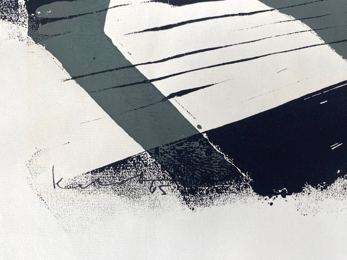 *WALTER KALOT LINOLSCHNITT GRAFIK SCHATTEN BÄUME 1965 ORIGINAL HANDSIGNIERT