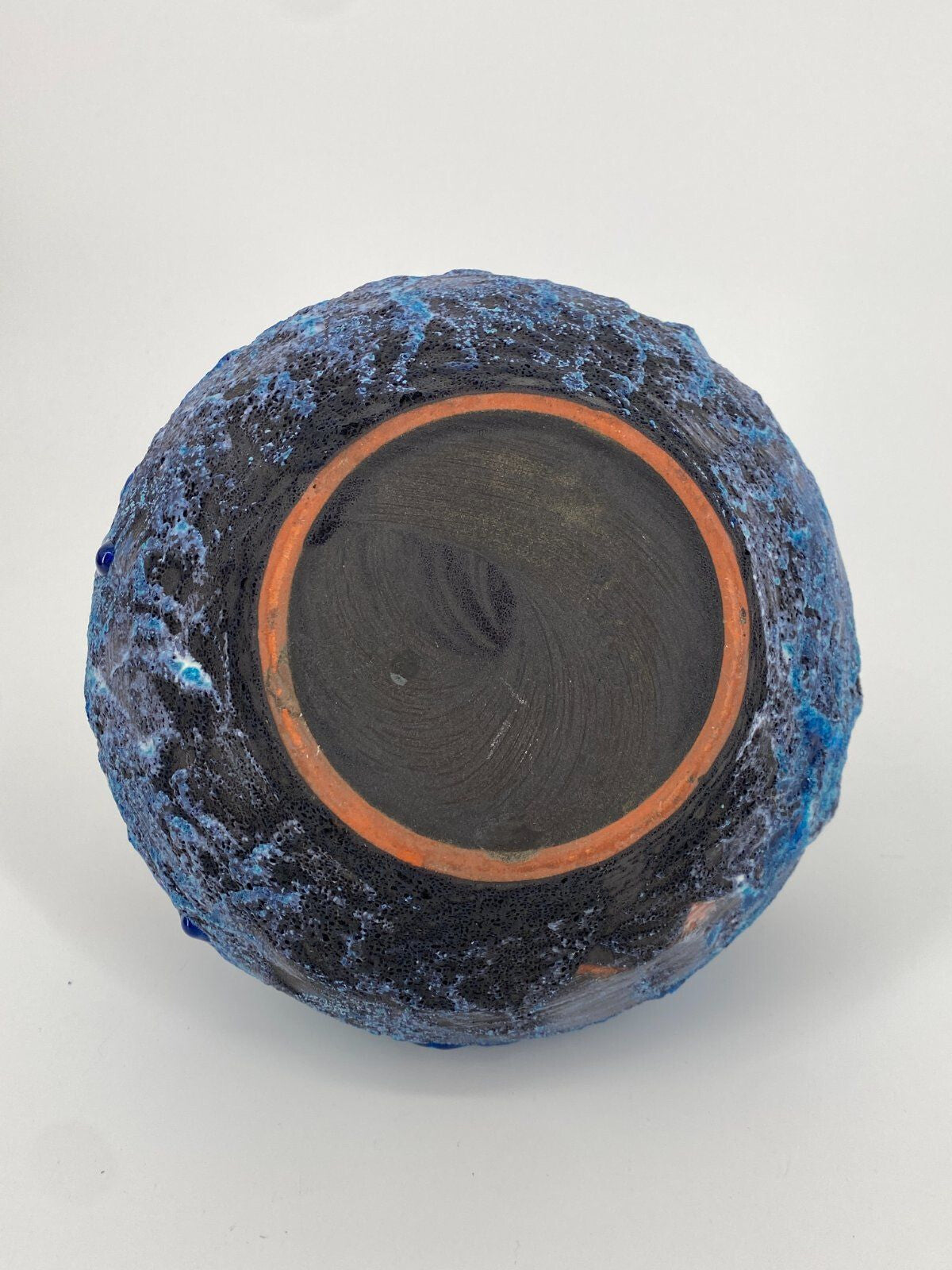 * MAREI STUDIOKERAMIK FAT LAVA VASE 4302 CAPRI DEKOR BLAU 70ER