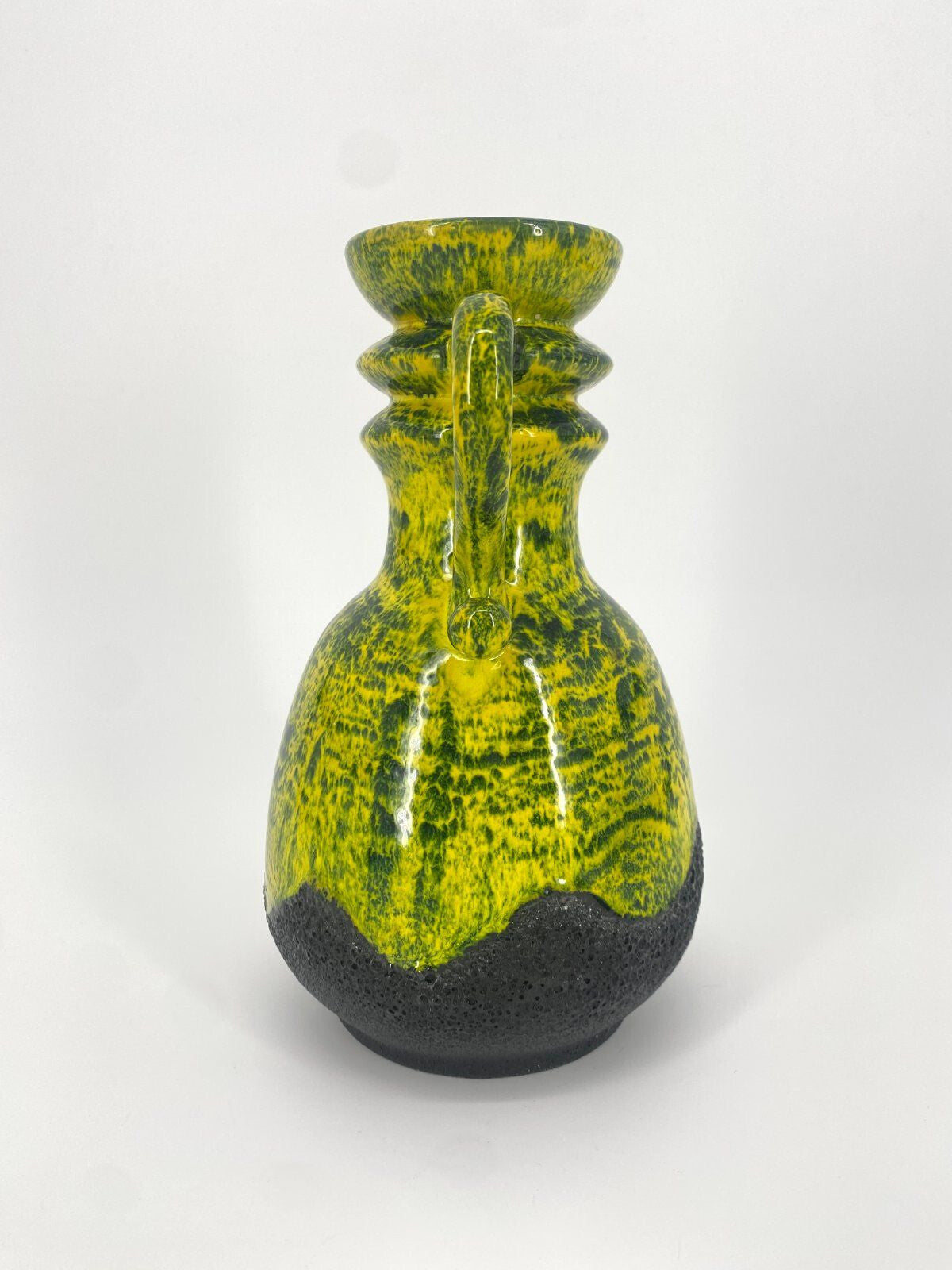 * STUDIOKERAMIK FAT LAVA KRUG VASE GRÜN SCHWARZ W.-GERMANY 70ER
