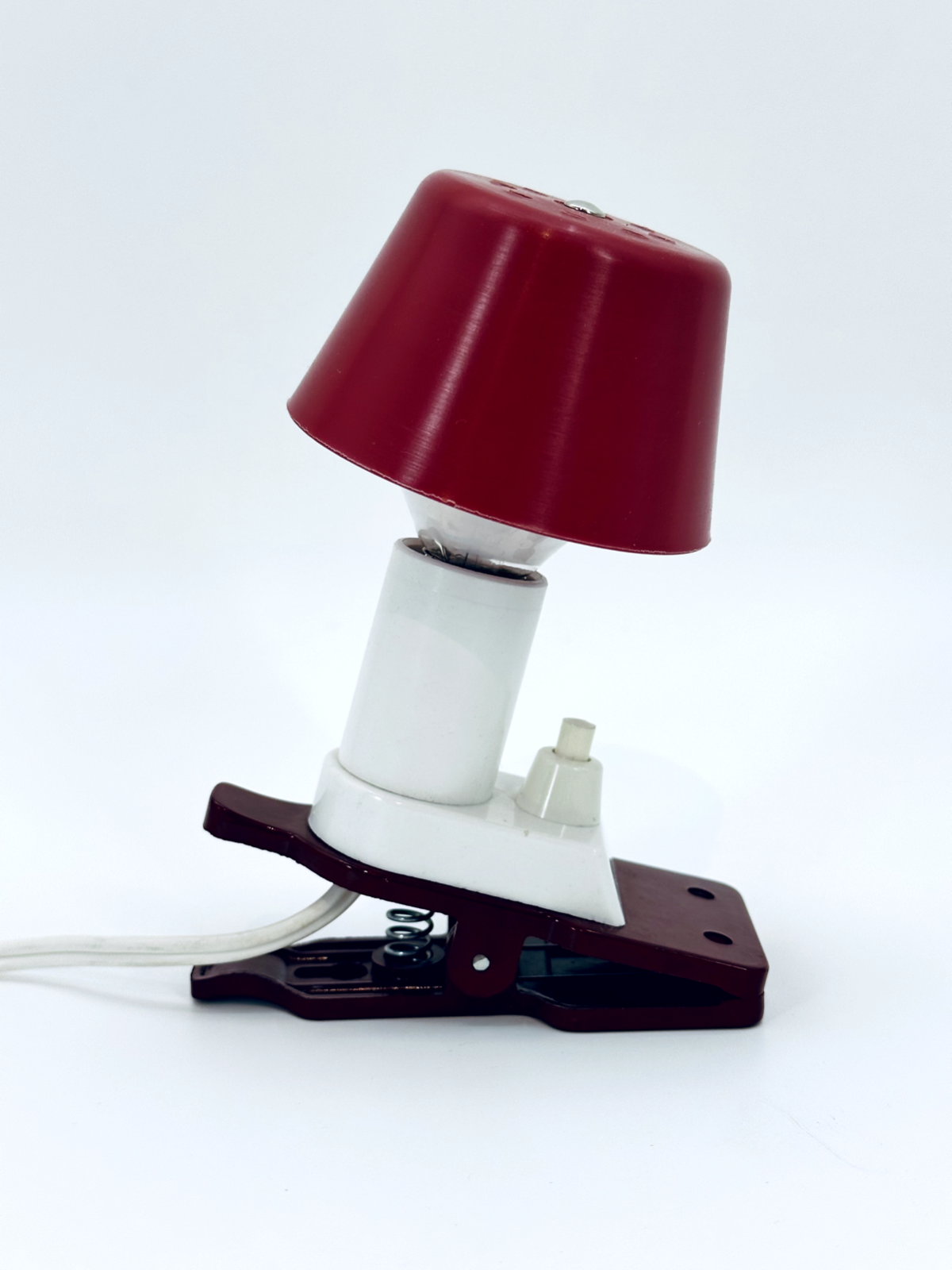 * KLEMMLEUCHTE SCHREIBTISCH LAMPE MUSHROOM ROT 1980er
