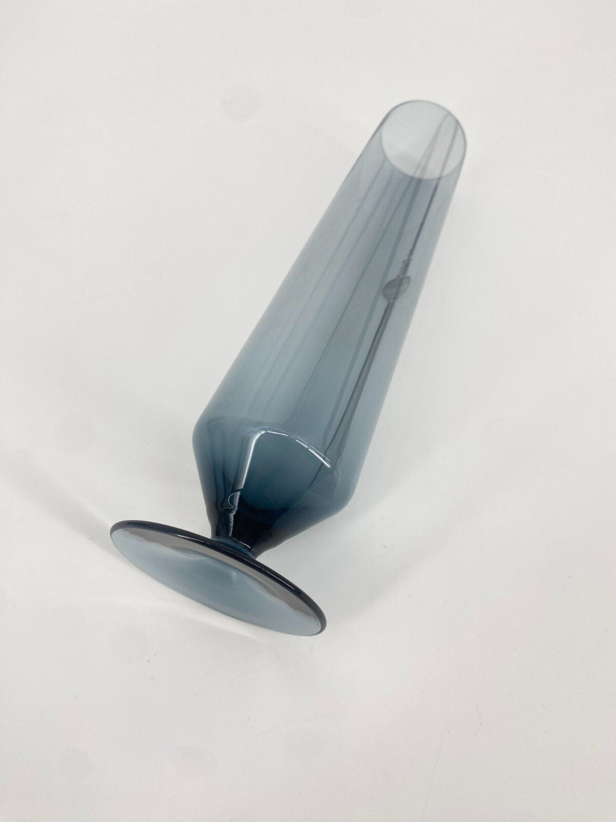 * VASE GLAS FERNSEHTURM BERLIN 1970ER BLAU RAUCH GLAS VINTAGE