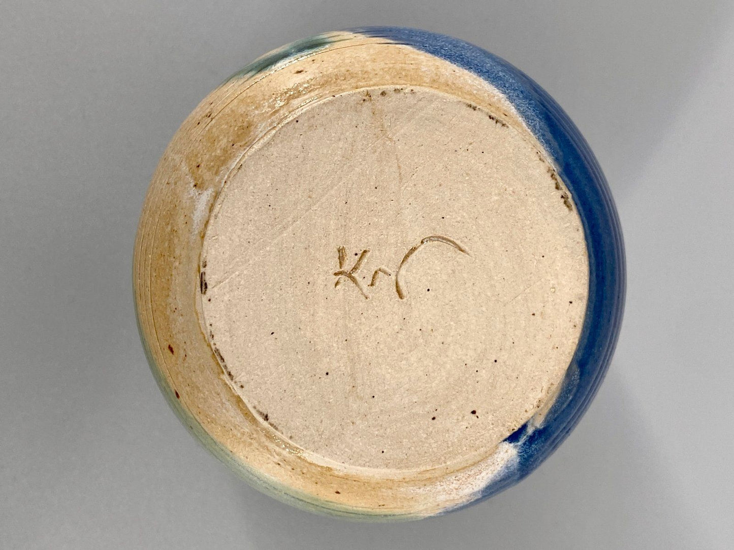 * STUDIO KERAMIK VASE RAKU BLAU GRÜN VINTAGE 70ER