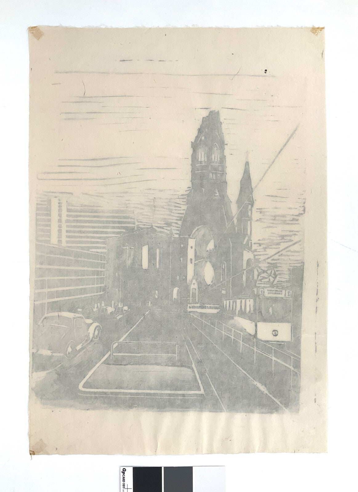 *LINOLSCHNITT WALTER KALOT BERLIN BREITSCHEIDPLATZ ZOO 1956 ORIGINAL EXPRESSIONI