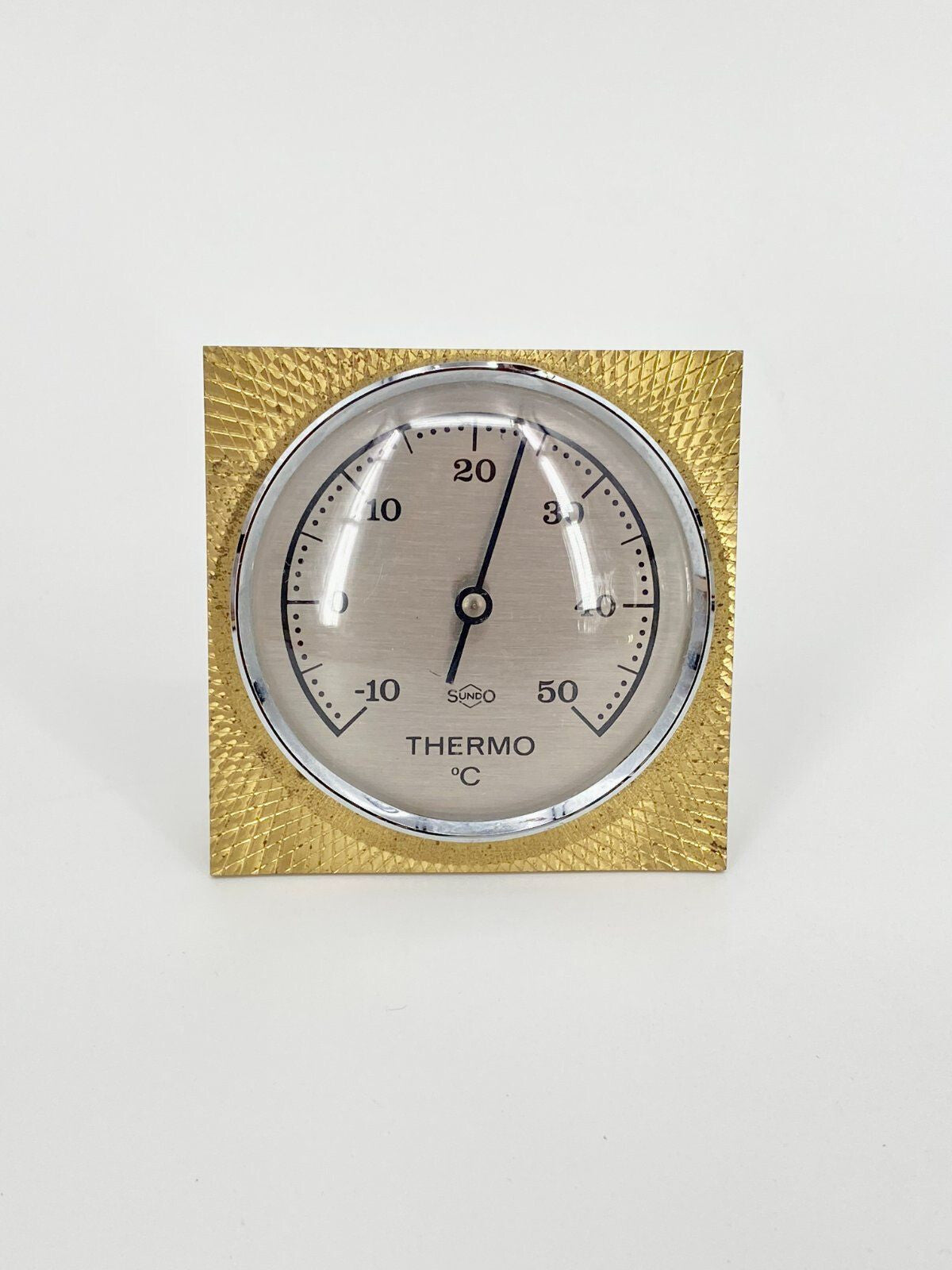 * STEHENDES TISCH THERMOMETER MESSING DEKOR SUNDO VINTAGE