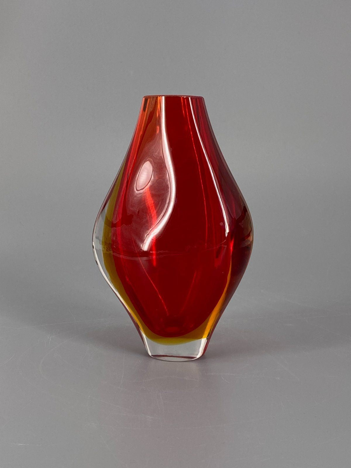 * SOMMERSO GLAS VASE ROT ORANGE MURANO GLAS ITALIEN MID CENTURY