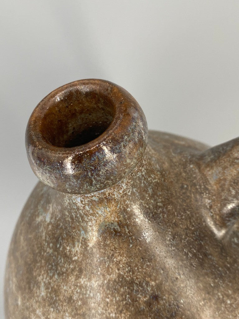 * VASE KRUG KERAMIK STUDIOKERAMIK HENKELVASE SIGNIERT LA MID CENTURY