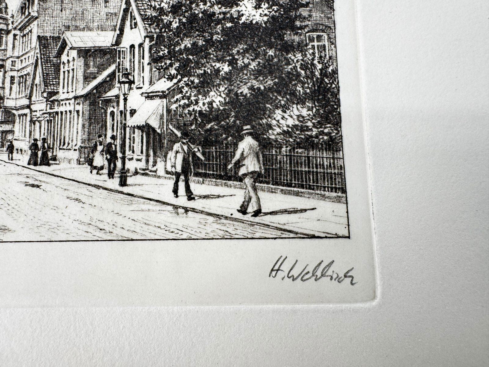 * HEINZ WEHLISCH RADIERUNG ITZEHOE GROßE PAASCHBURG UM 1900 ANSI