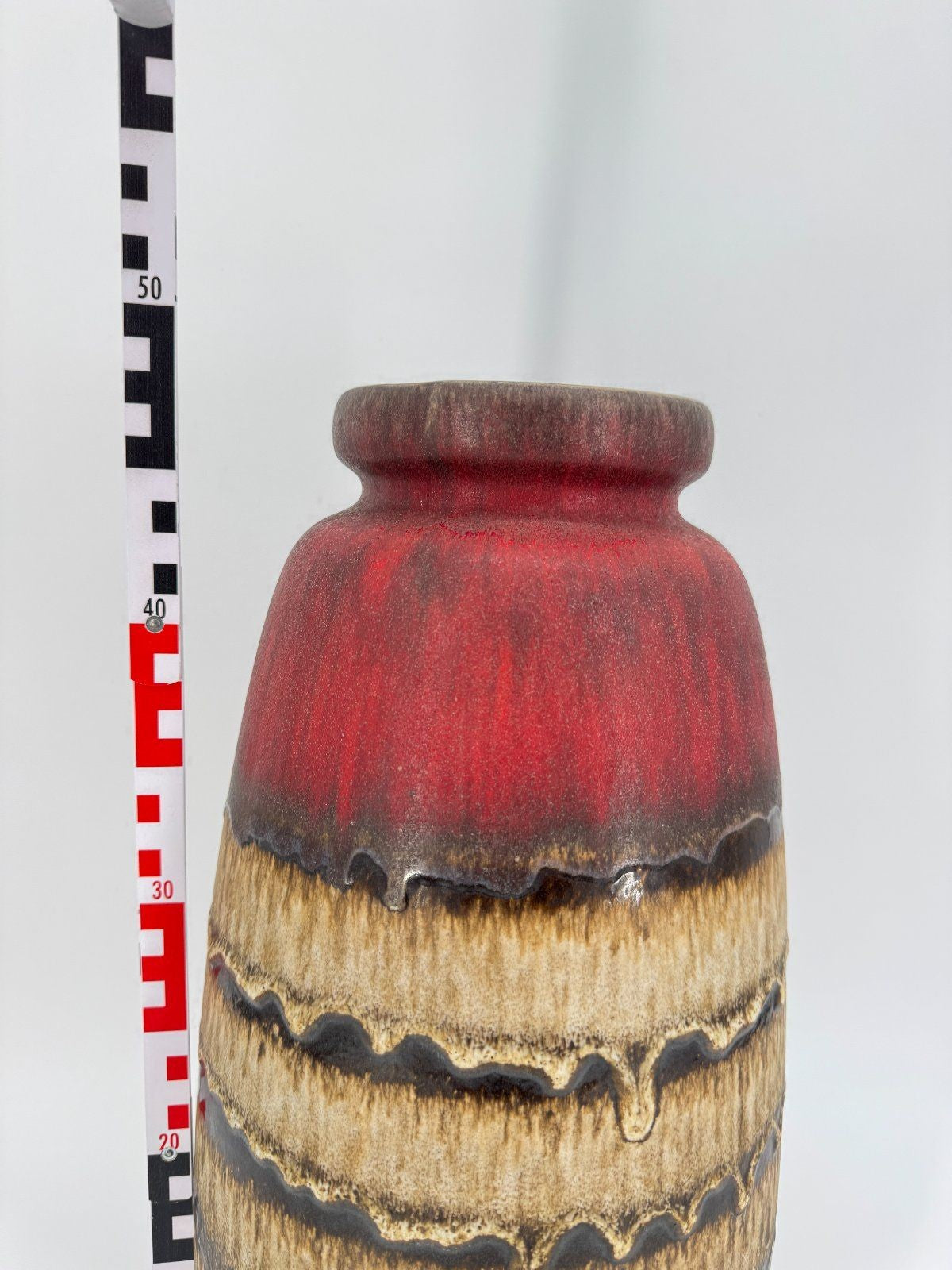SCHEURICH FAT LAVA BODENVASE STUDIOKERAMIK ROT BRAUN W GERMANY