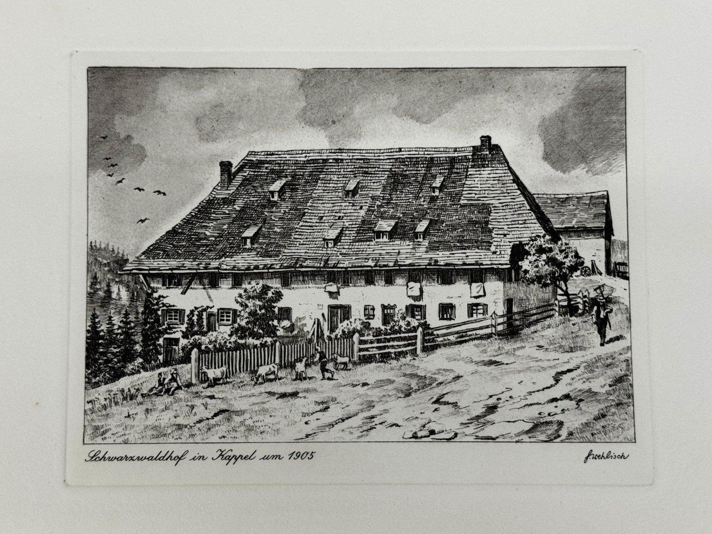 * HEINZ WEHLISCH ORIGINAL RADIERUNG SCHWARZWALDHOF IN KAPPEL