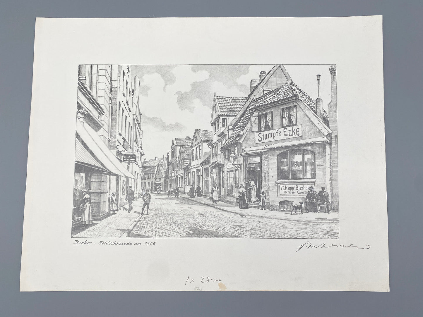 DEUTSCHER KÜNSTLER HEINZ WEHLISCH ZEICHNUNG ITZEHOE FELDSCHMIEDE 1906 SIGNIERT