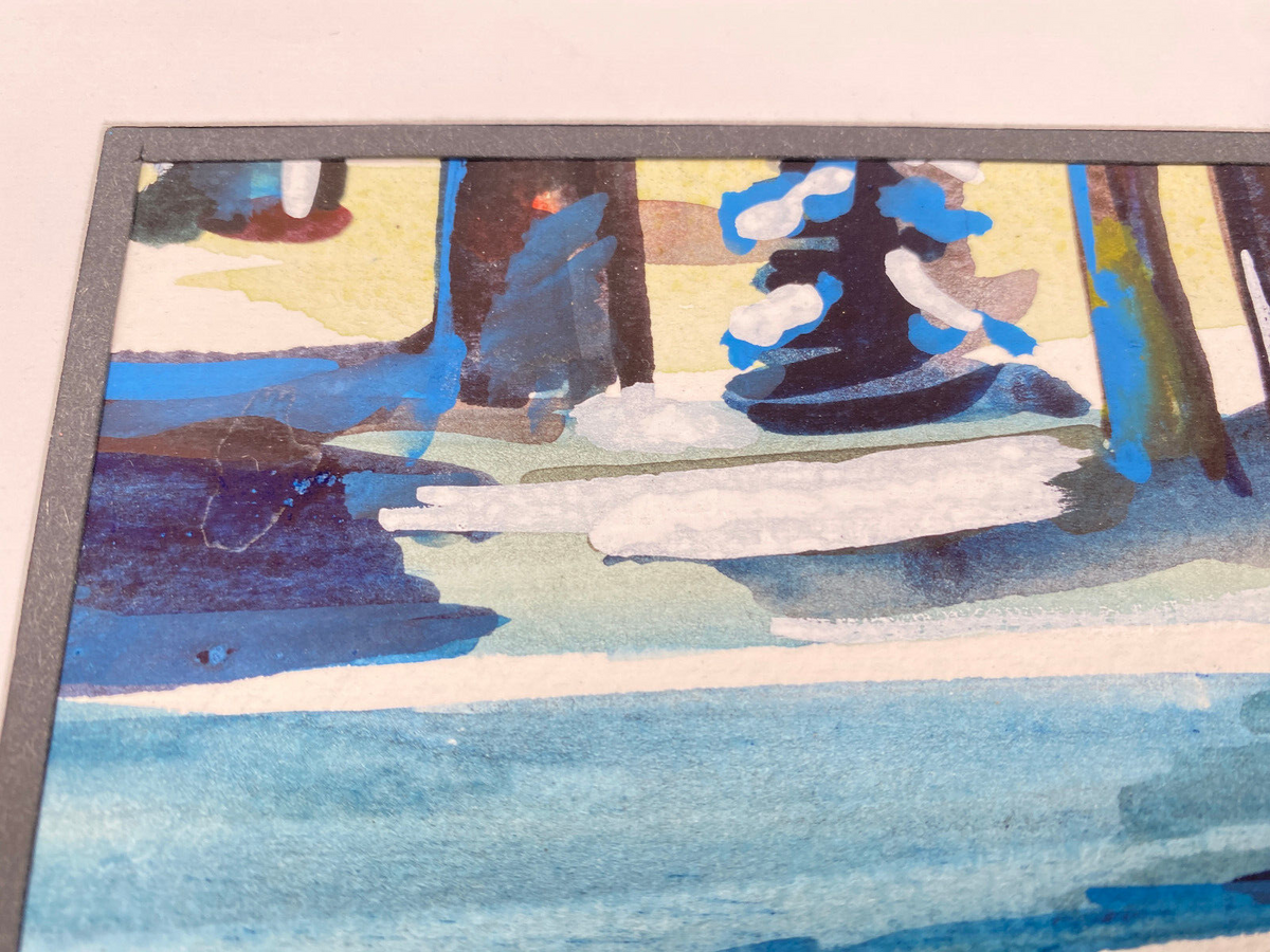 ANTONI ZABOROWSKI *1939 AQUARELL ZEICHNUNG WALD SCHNEE POLEN SIGNIERT 21x15 cm