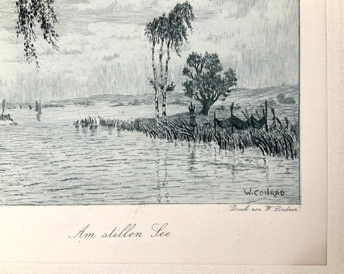 *RADIERUNG W. CONRAD AM STILLEN SEE LANDSCHAFT BERLIN P. SONNTAG
