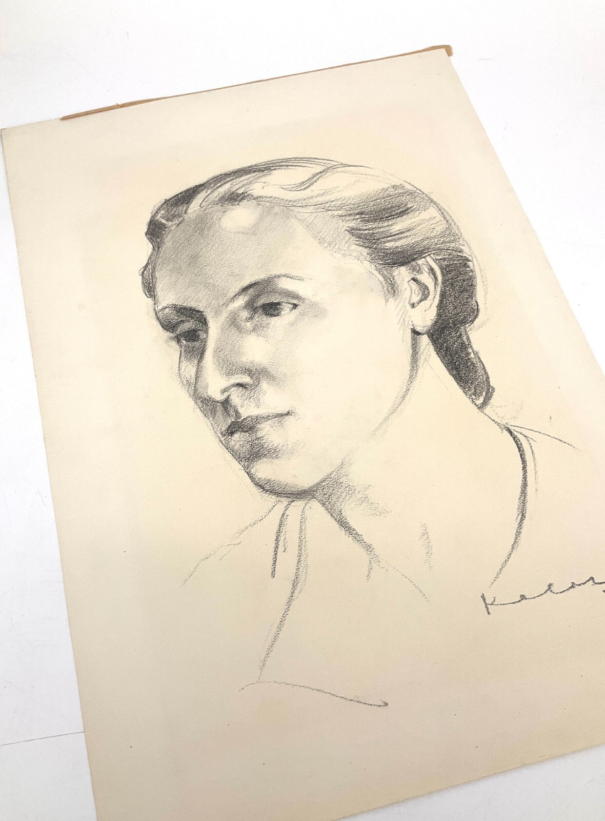 *ZEICHNUNG WALTER KALOT FRAUENPORTÄT FRAU PORTRÄT 1950 GRAFIT SIGNIERT UNIKAT