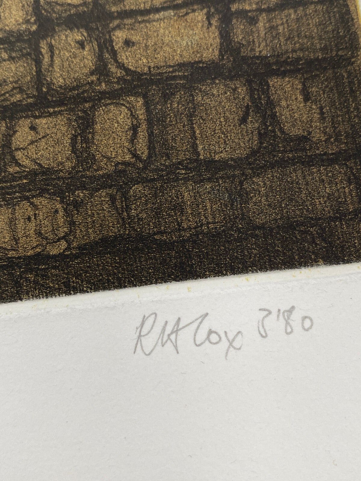DRUCKGRAFIK FARBRADIERUNG RICHARD A. COX A BRICK TOO MANY 1980 SIGNIERT