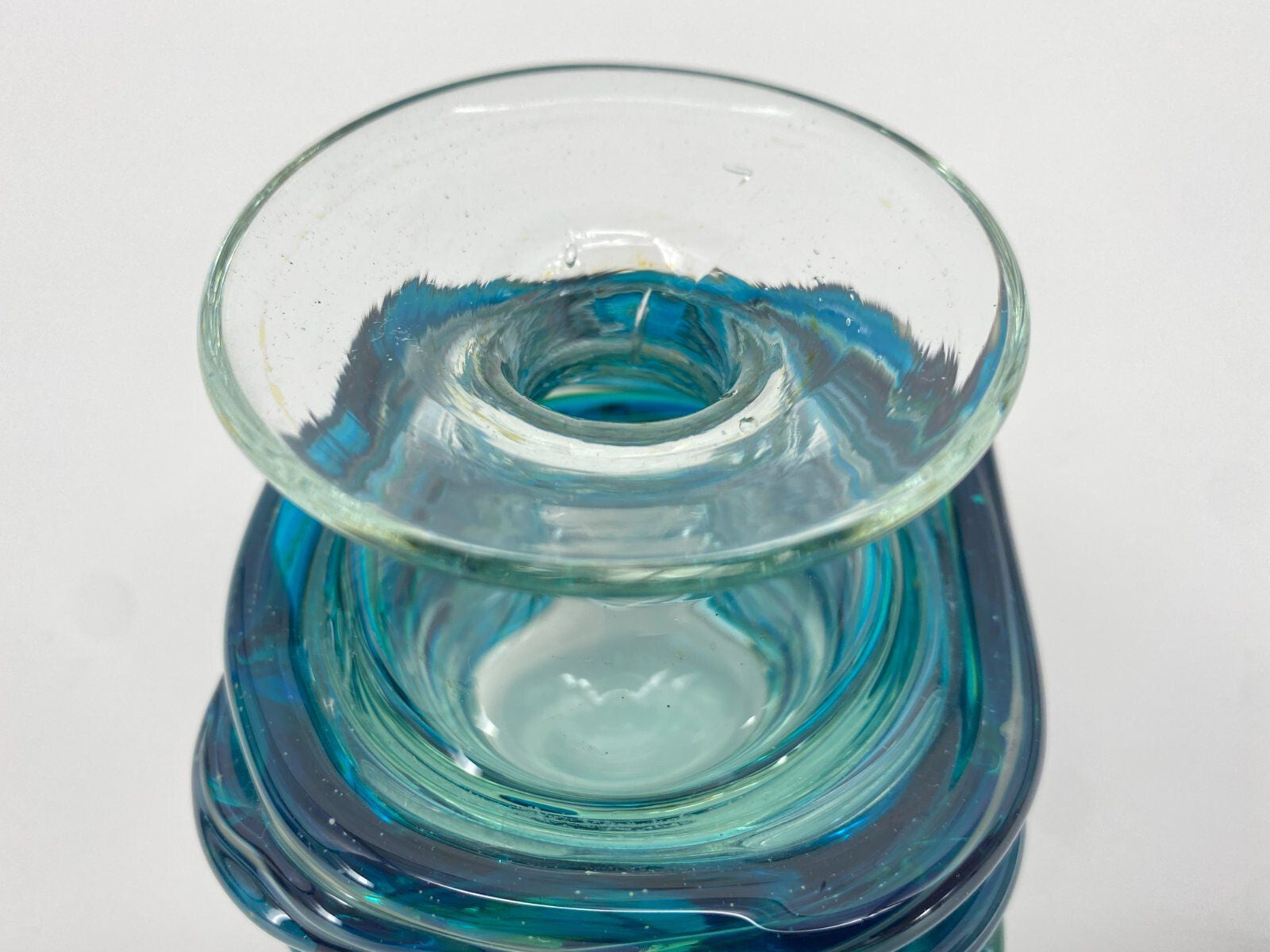 * GLASVASE MDINA GLASS MICHAEL HARRIS MID CENTURY 1970ER BLAU