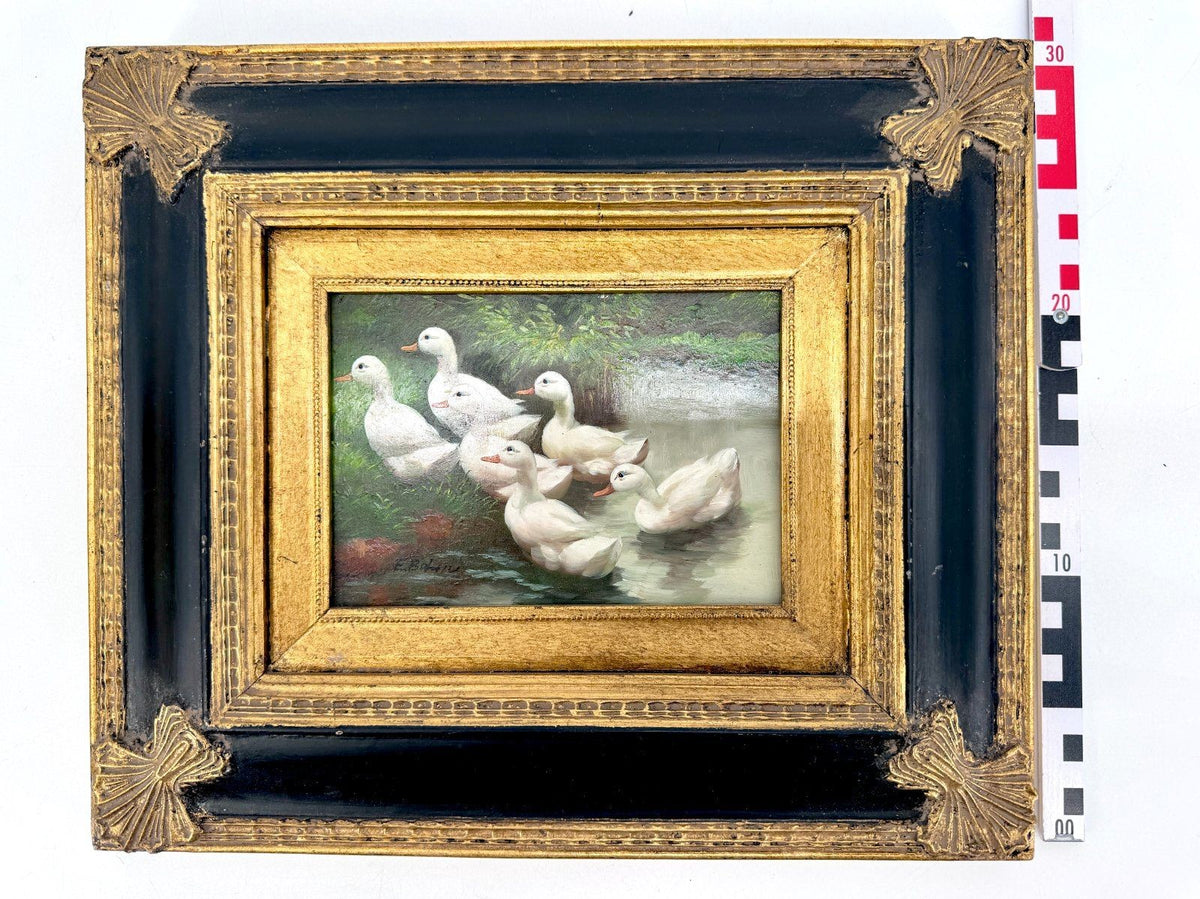 ÖLGEMÄLDE WANDBILD BILD HOLZ EDUARD BOEHM ENTEN 19. JH ALPEN
