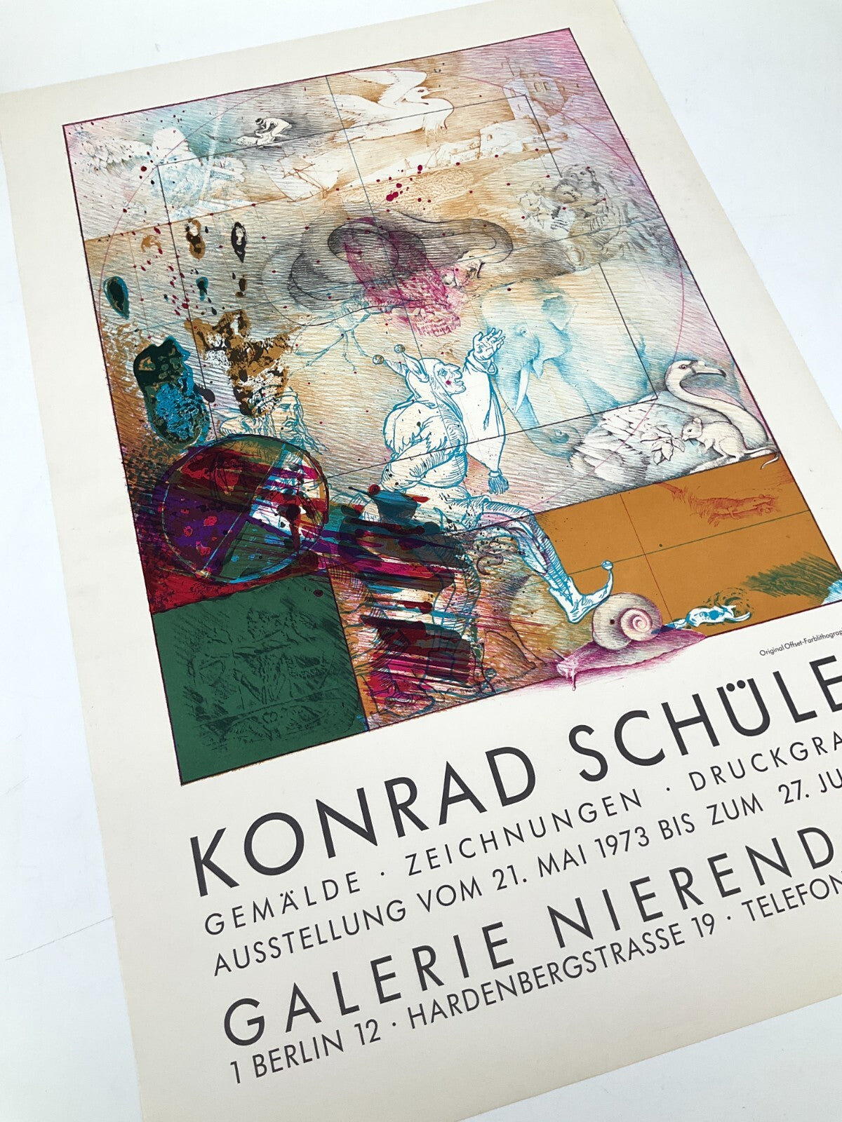 *PLAKAT KONRAD SCHÜLER GALERIE NIERENDORF BERLIN 1973 OFFSET FARBLITHOGRAFIE