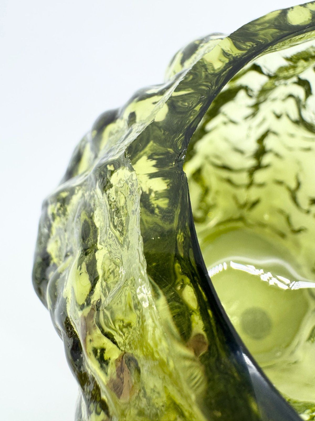 VASE INGRID GLAS KUGEL KUGELVASE 60ER EISGLAS GRÜN VINTAGE
