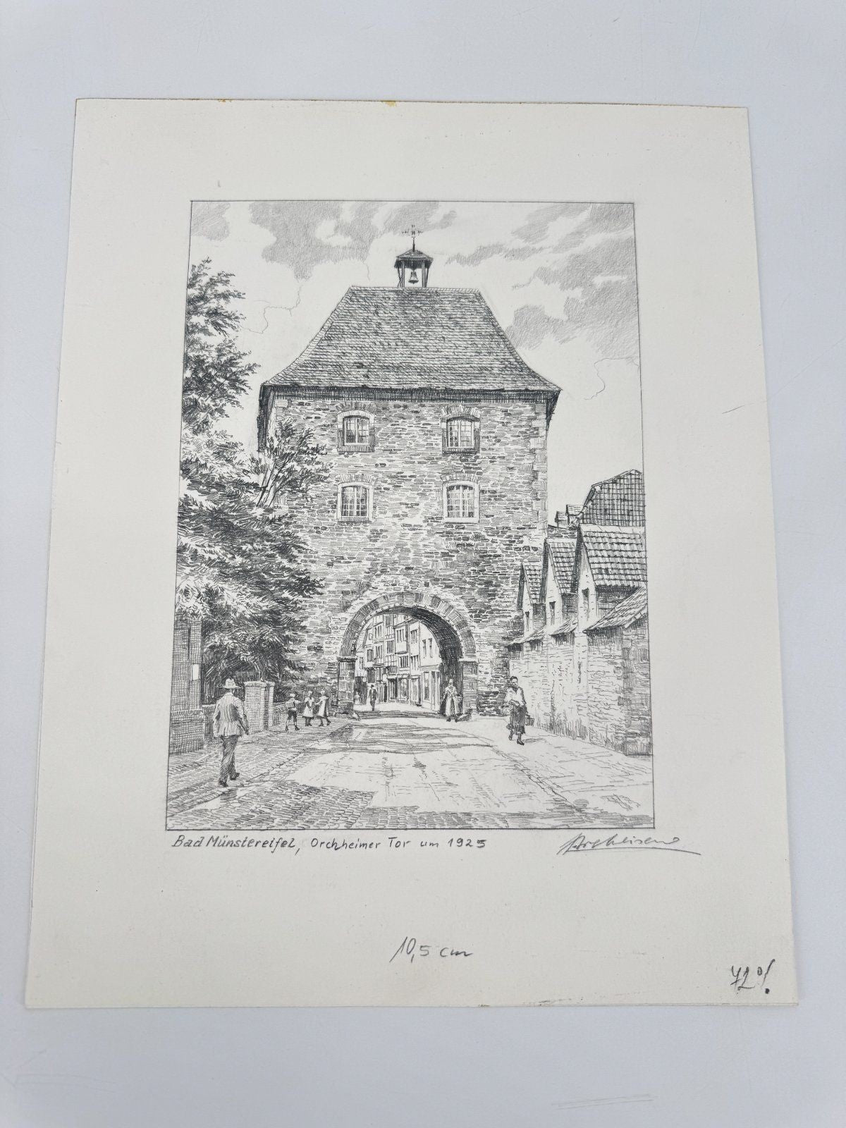 * HEINZ WEHLISCH ZEICHNUNG BAD MÜNSTEREIFEL ORCHHEIMER TOR ANSICH