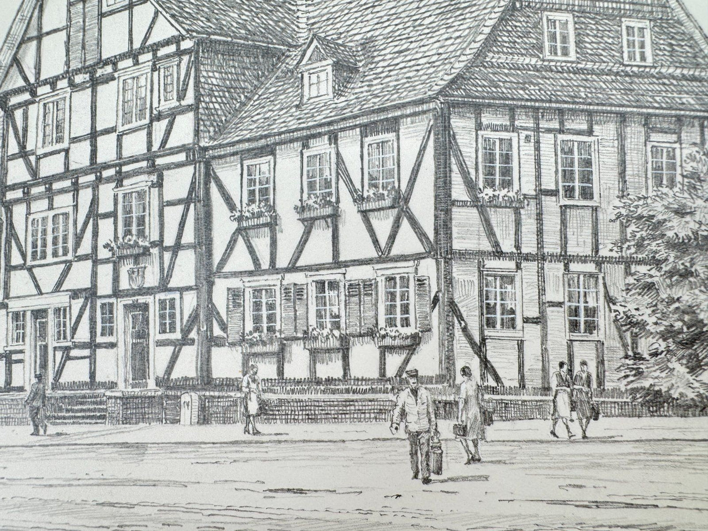 * HEINZ WEHLISCH ZEICHNUNG FREUDENBERG HEIDE ANSICHT SIGNIERT