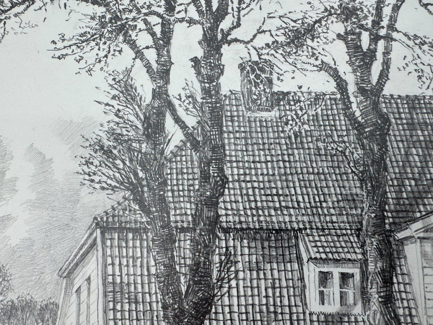 * HEINZ WEHLISCH ZEICHNUNG SCHWARZENBEK AMTSHAUS ANSICHT SIGNIERT