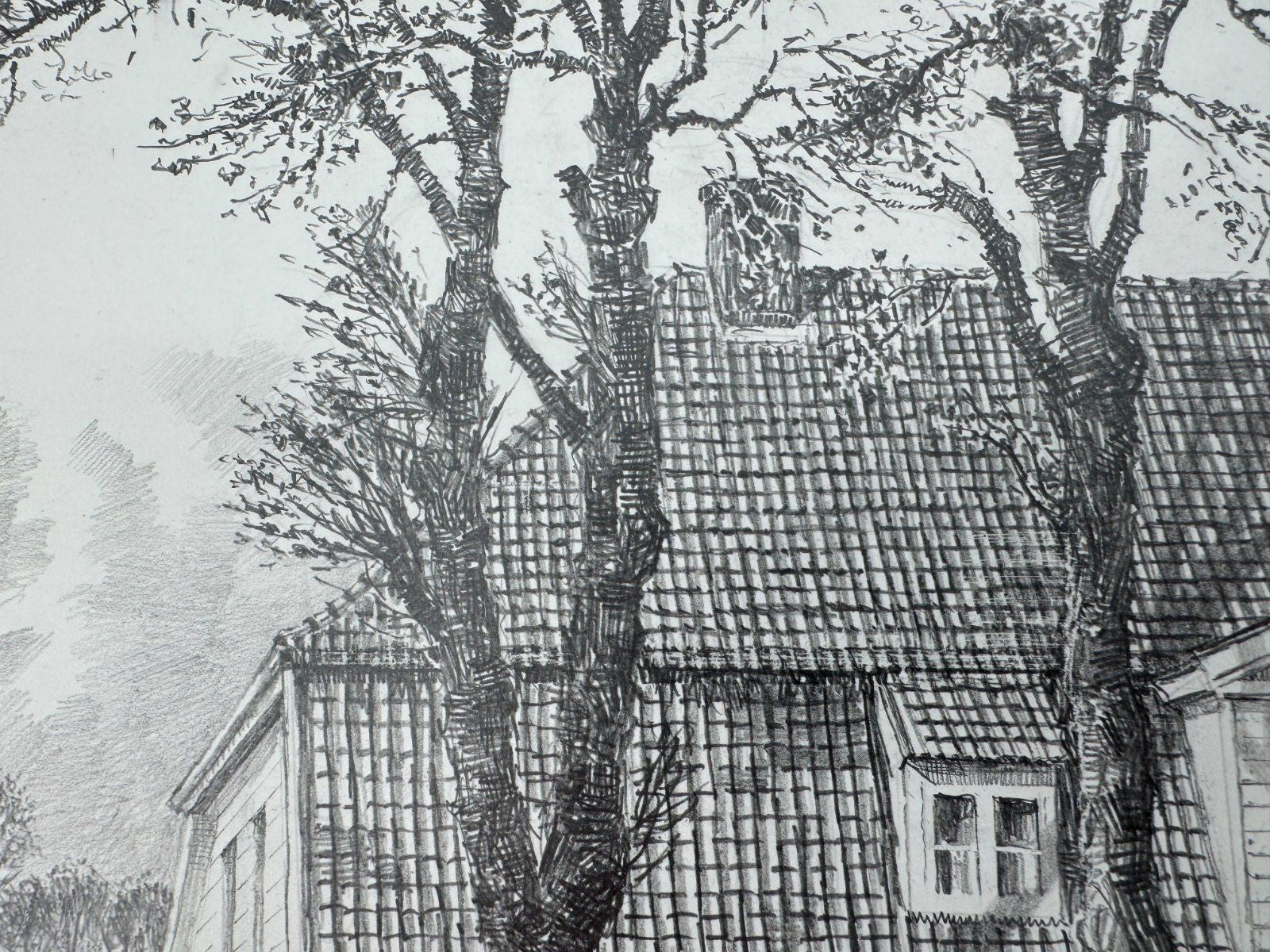 * HEINZ WEHLISCH ZEICHNUNG SCHWARZENBEK AMTSHAUS ANSICHT SIGNIERT