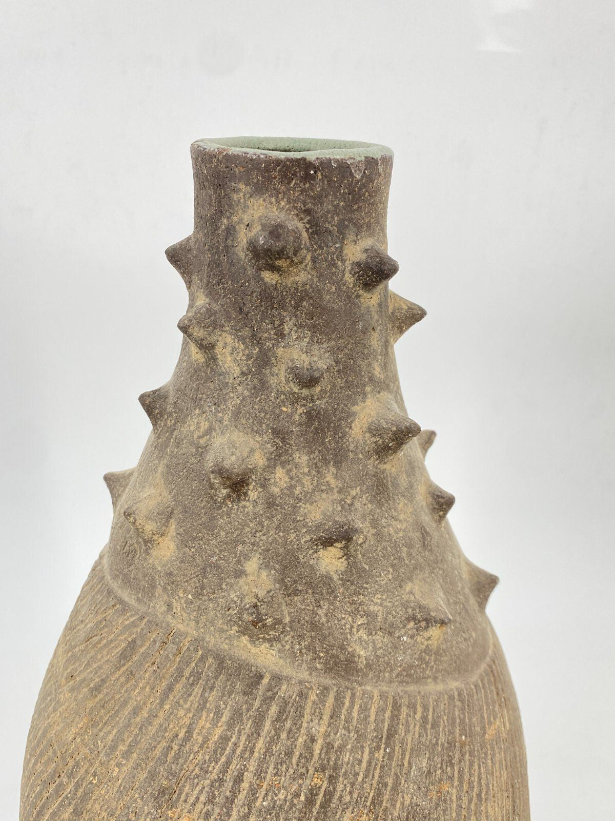 * VASE KERAMIK OAXACAN SPITZEN MID CENTURY BRUTALISMUS STEINZEUG TON MEXICO