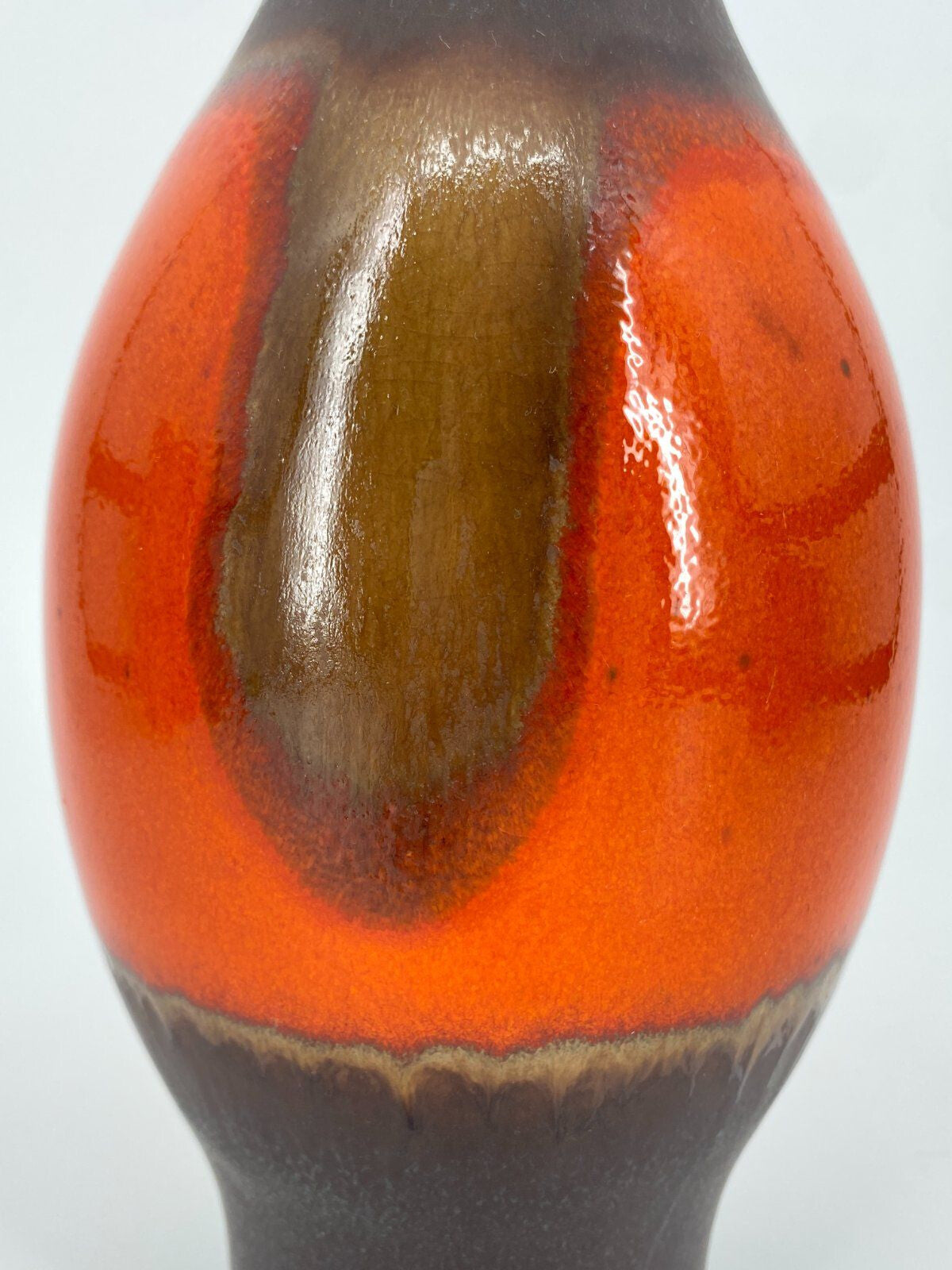 * JASBA STUDIOKERAMIK VASE W.-GERMANY ORANGE BRAUN 60ER 70ER