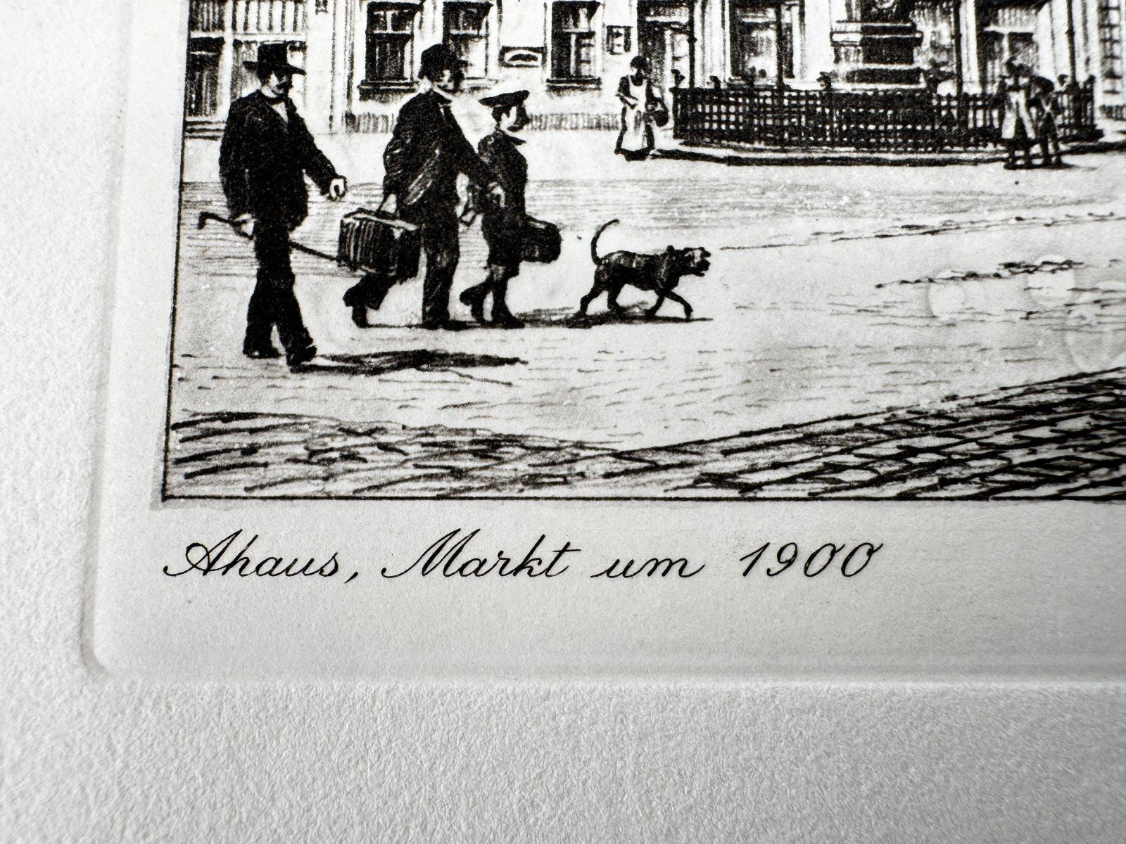 * HEINZ WEHLISCH ORIGINAL RADIERUNG AHAUS MARKT UM 1900 ANSICHT