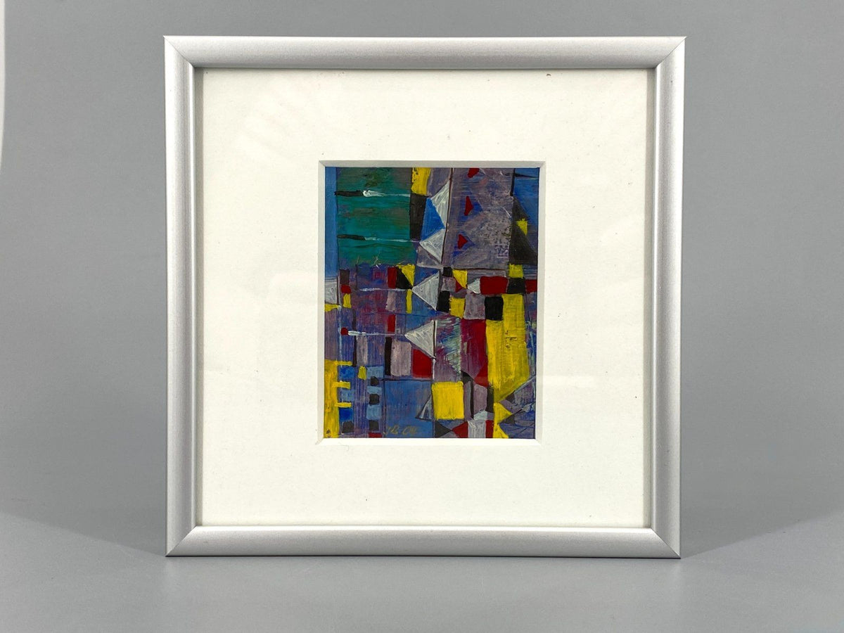*3x ACRYLGEMÄLDE JB 2004 SIGNIERT METALLFARBEN ABSTRAKT GERAHMT