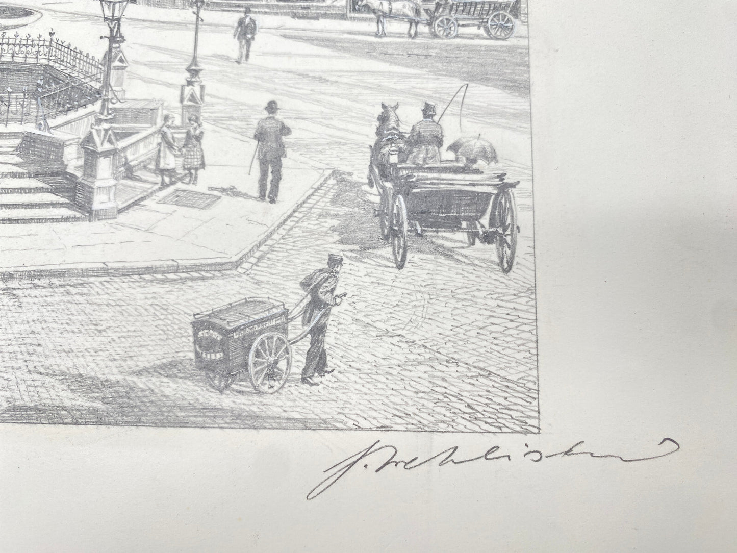 DEUTSCHER KÜNSTLER HEINZ WEHLISCH ZEICHNUNG LÜBECK KLINGENBERG 1890 HANDSIGNIERT