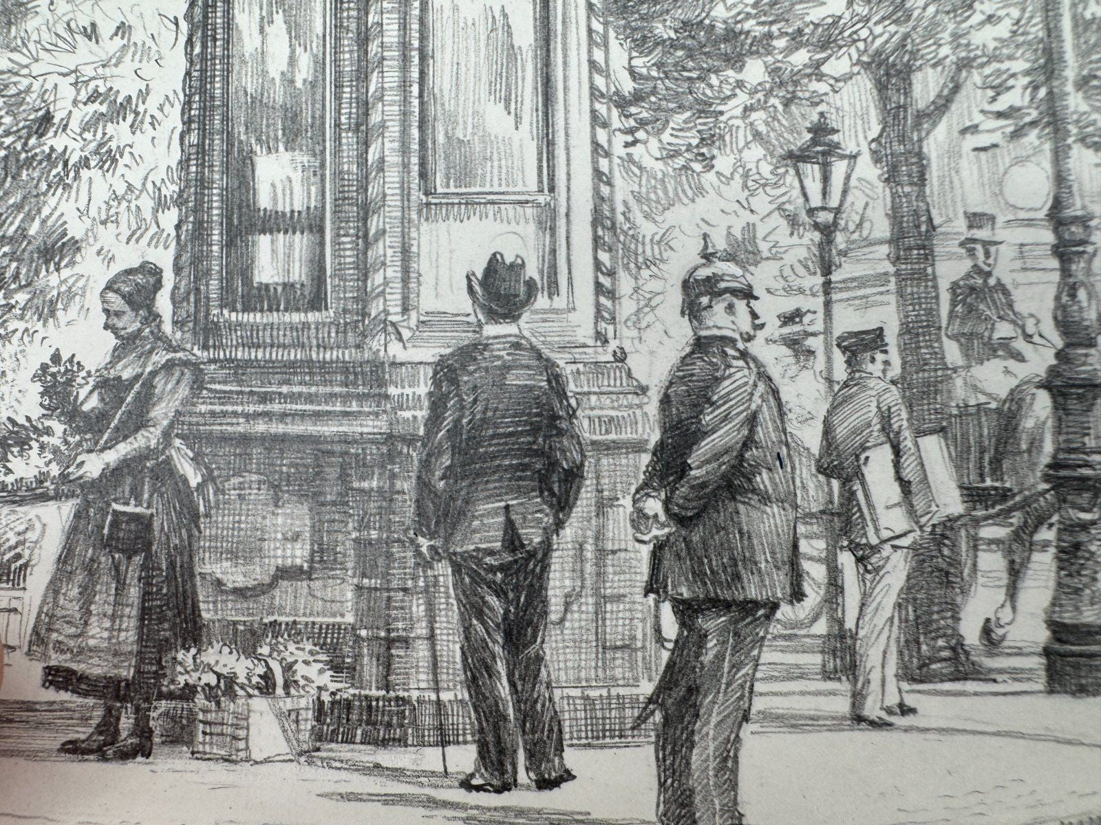 * HEINZ WEHLISCH ZEICHNUNG CAFÉ KRÖPCKE HANNOVER 1885 ANSICHT SIG