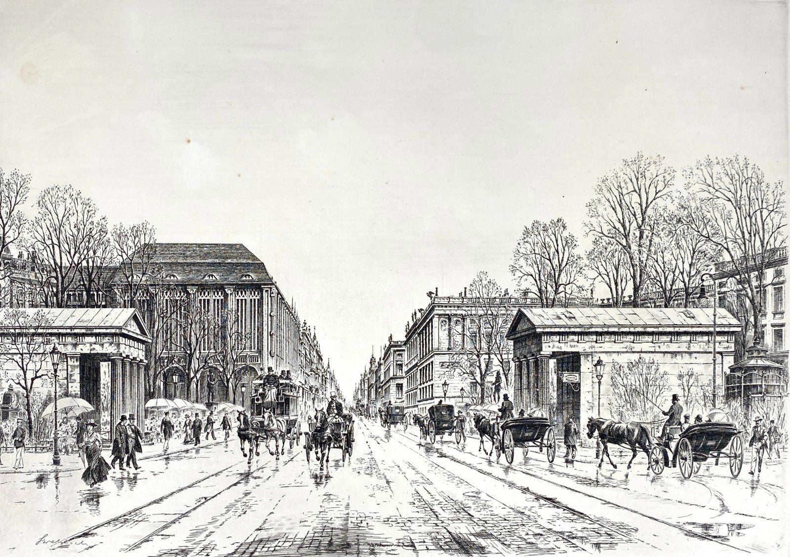 * DRUCKGRAFIK HEINZ WEHLISCH BERLIN LEIPZIGER PLATZ STADTANSICHT  WERTHEIM