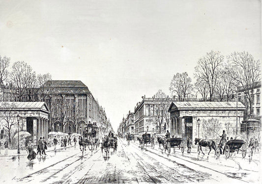 * DRUCKGRAFIK HEINZ WEHLISCH BERLIN LEIPZIGER PLATZ STADTANSICHT  WERTHEIM
