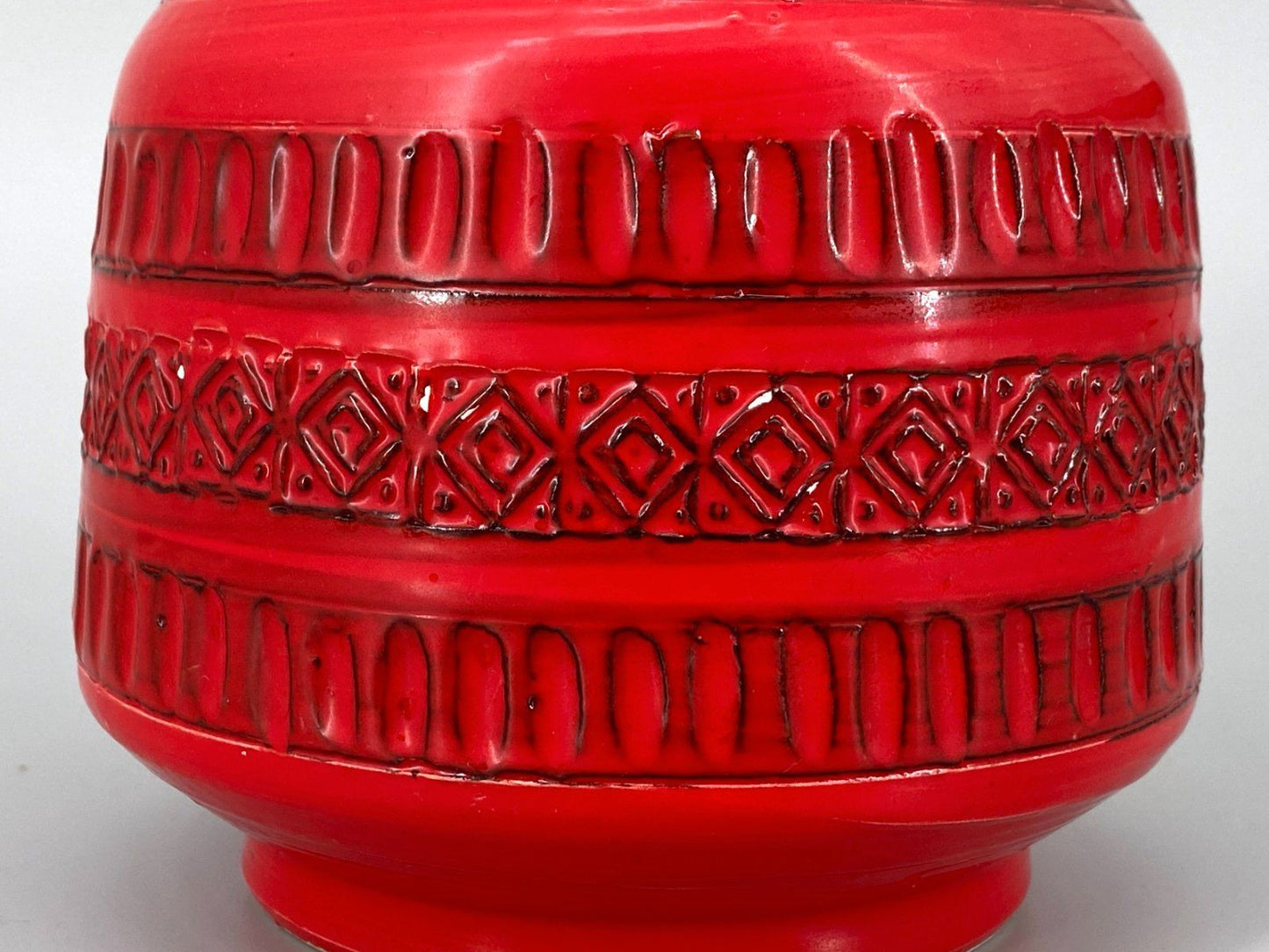 * VASE ITALY POTTERY BITOSSI LONDI ROT GEOMETRIE VINTAGE 60er