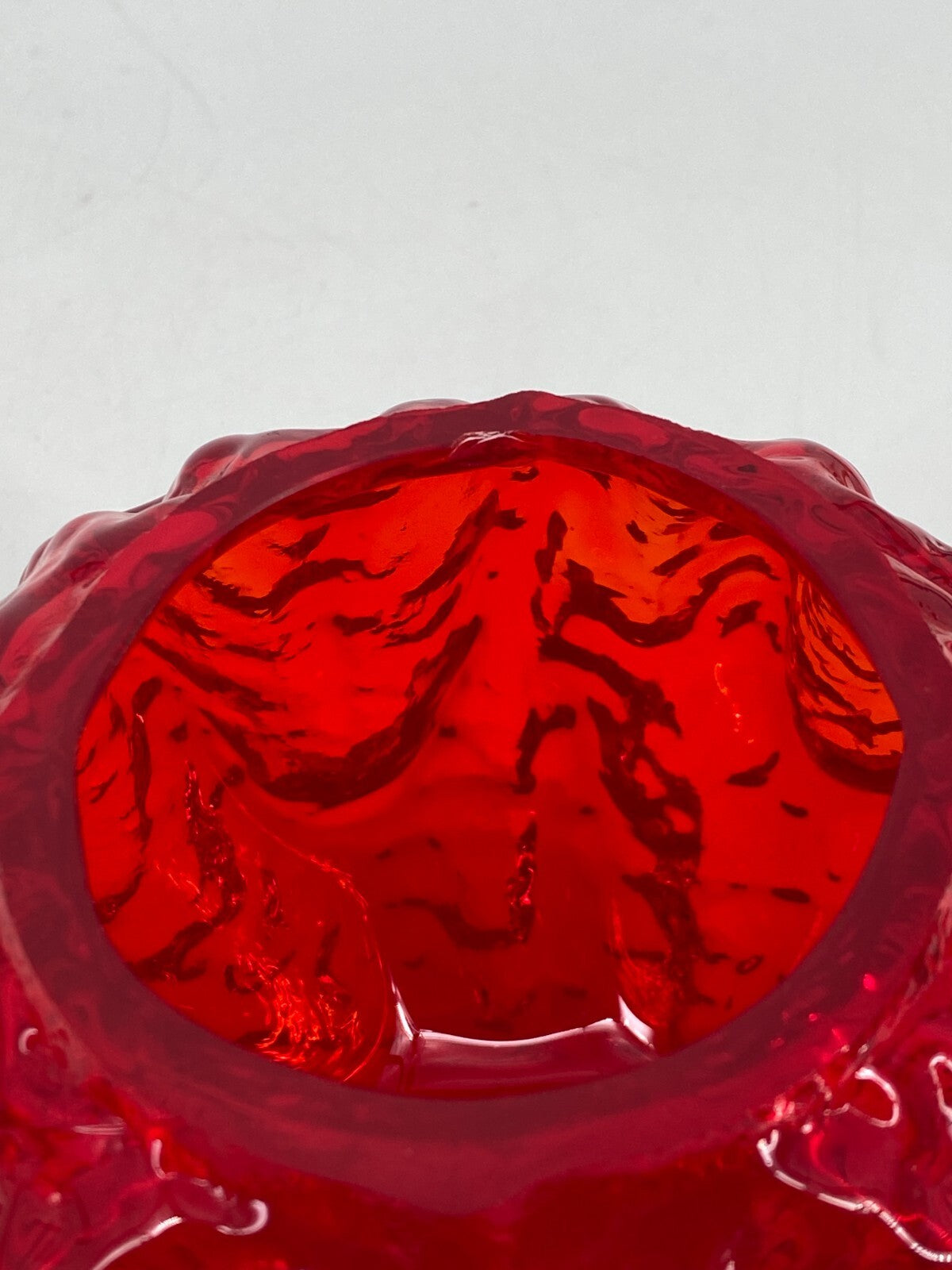 * VASE INGRID GLAS KUGEL KUGELVASE 60ER EISGLAS ROT VINTAGE