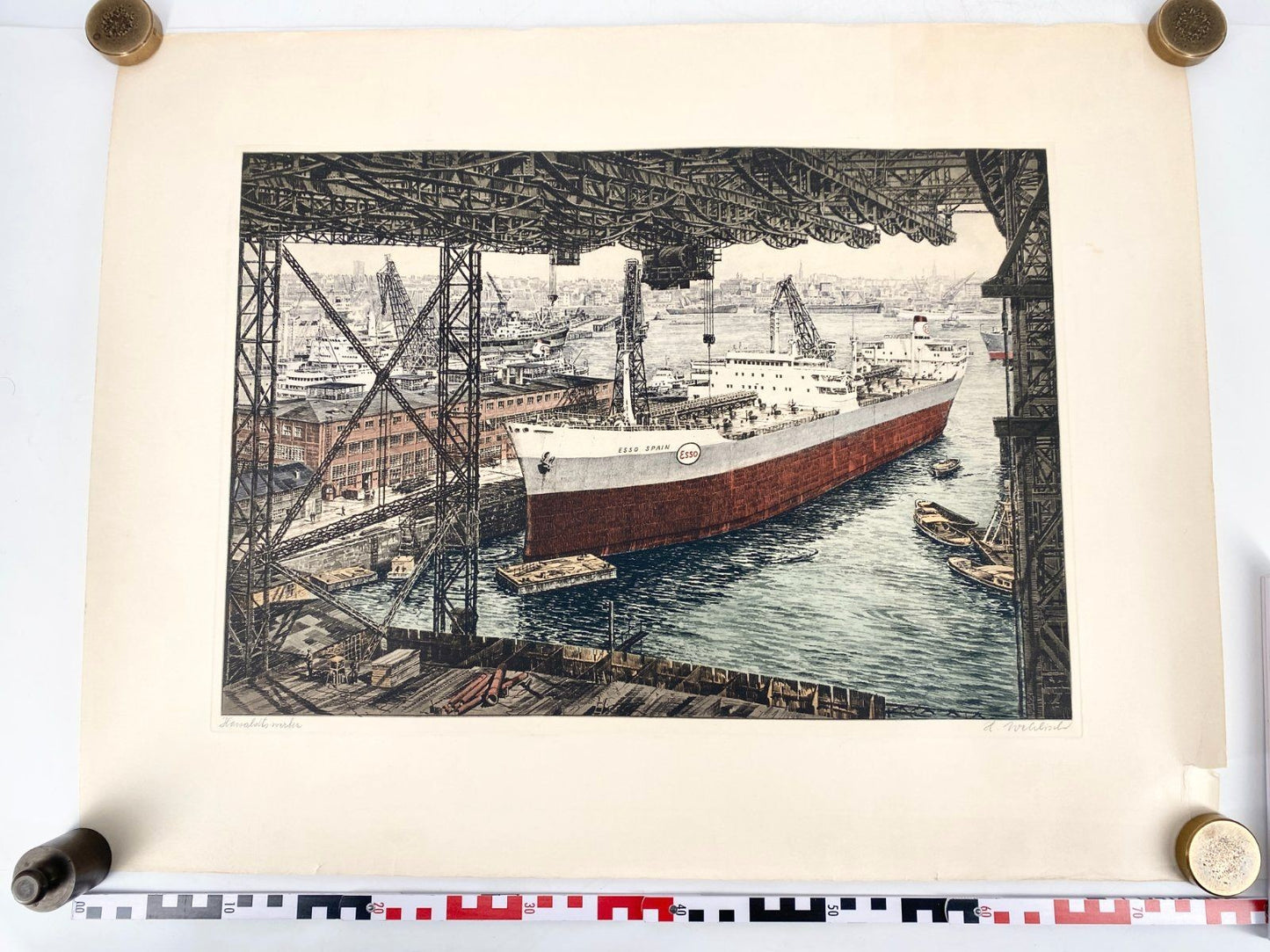 * DRUCKGRAFIK HEINZ WEHLISCH HOWALDTSWERKE WERFT HAMBURG HAFEN 
