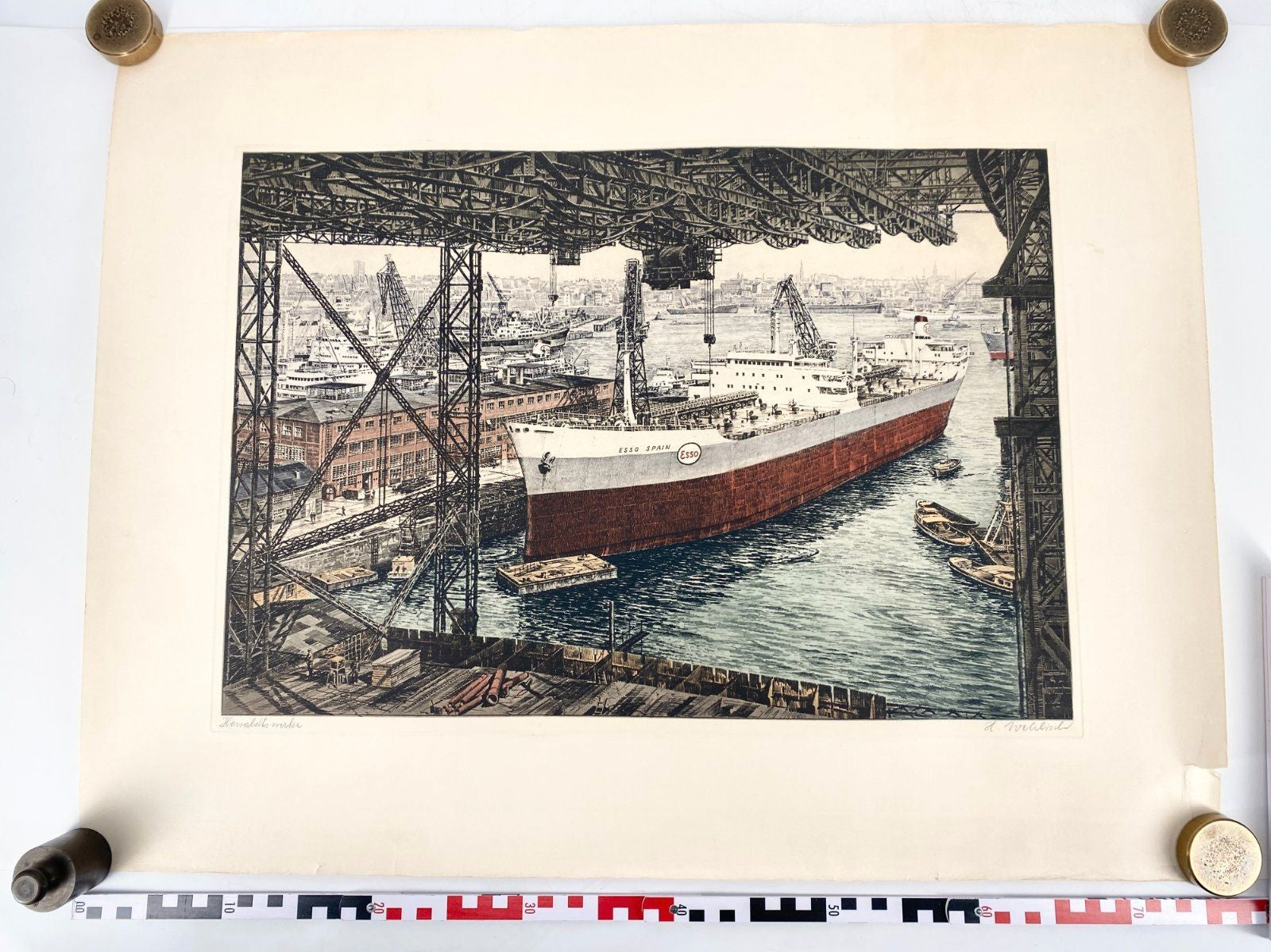 * DRUCKGRAFIK HEINZ WEHLISCH HOWALDTSWERKE WERFT HAMBURG HAFEN 