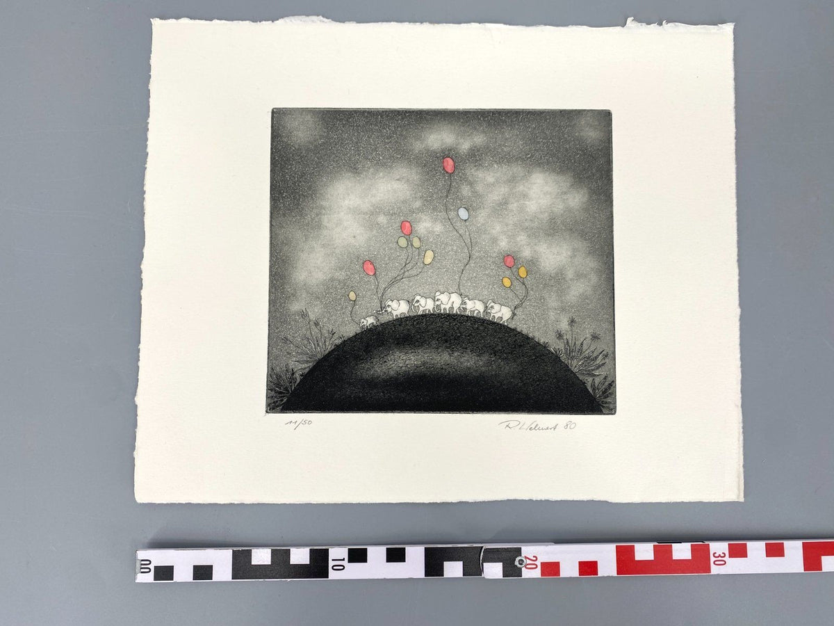 *RADIERUNG ROSEMARIE WEHNERT EDITION GRAFIK KUNST ART SIGNIERT 80