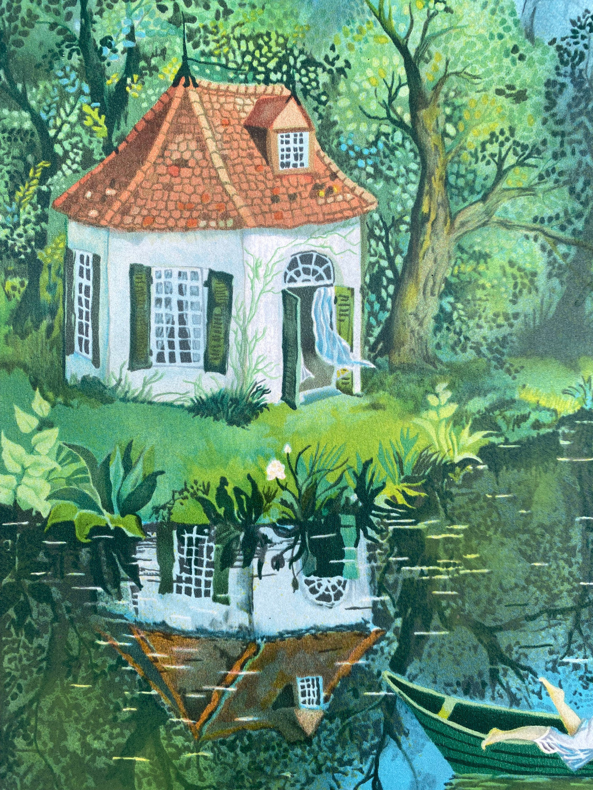 * LITHOGRAFIE KATRIN MACK NAIVE MALEREI DRUCK LIEBESPAAR NATUR BOOT