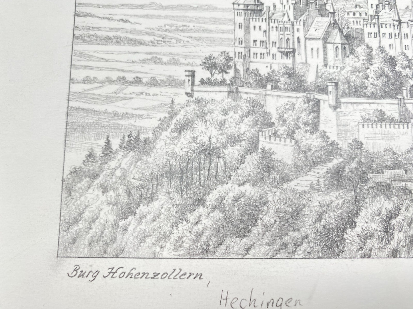 DEUTSCHER KÜNSTLER HEINZ WEHLISCH ZEICHNUNG BURG HOHENZOLLERN HECHINGEN SIGNIERT