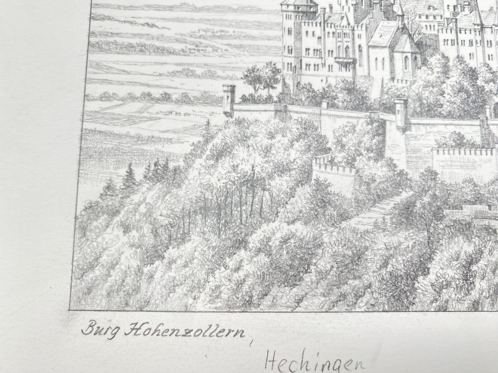 DEUTSCHER KÜNSTLER HEINZ WEHLISCH ZEICHNUNG BURG HOHENZOLLERN HECHINGEN SIGNIERT
