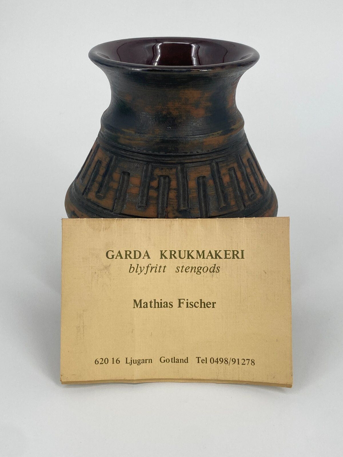 * VISBY STUDIO KERAMIK VASE SWEDISH DESIGN GARDA KRUKMAKERI 80ER VINTAGE