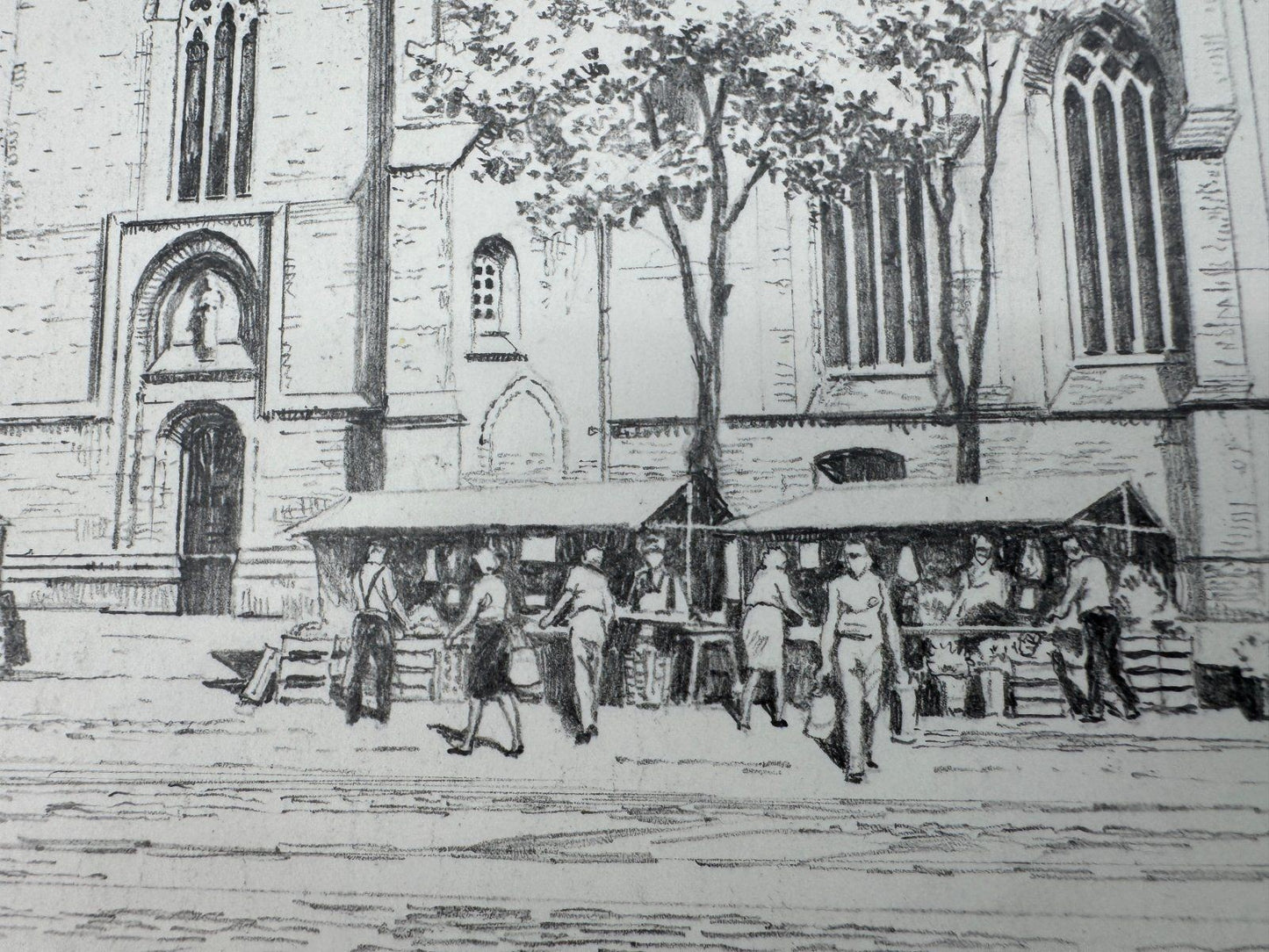 * HEINZ WEHLISCH ZEICHNUNG NORDEN LUDGERIKIRCHE ANSICHT SIGNIERT