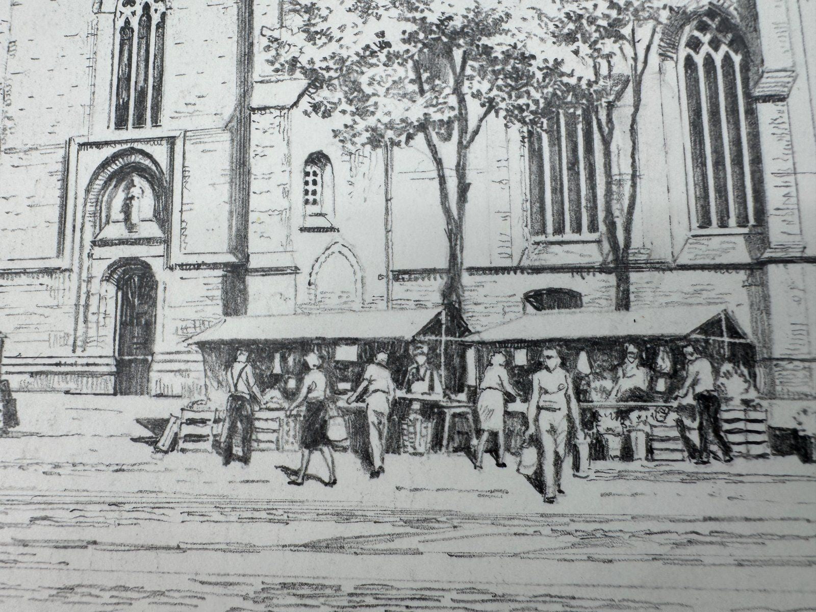 * HEINZ WEHLISCH ZEICHNUNG NORDEN LUDGERIKIRCHE ANSICHT SIGNIERT