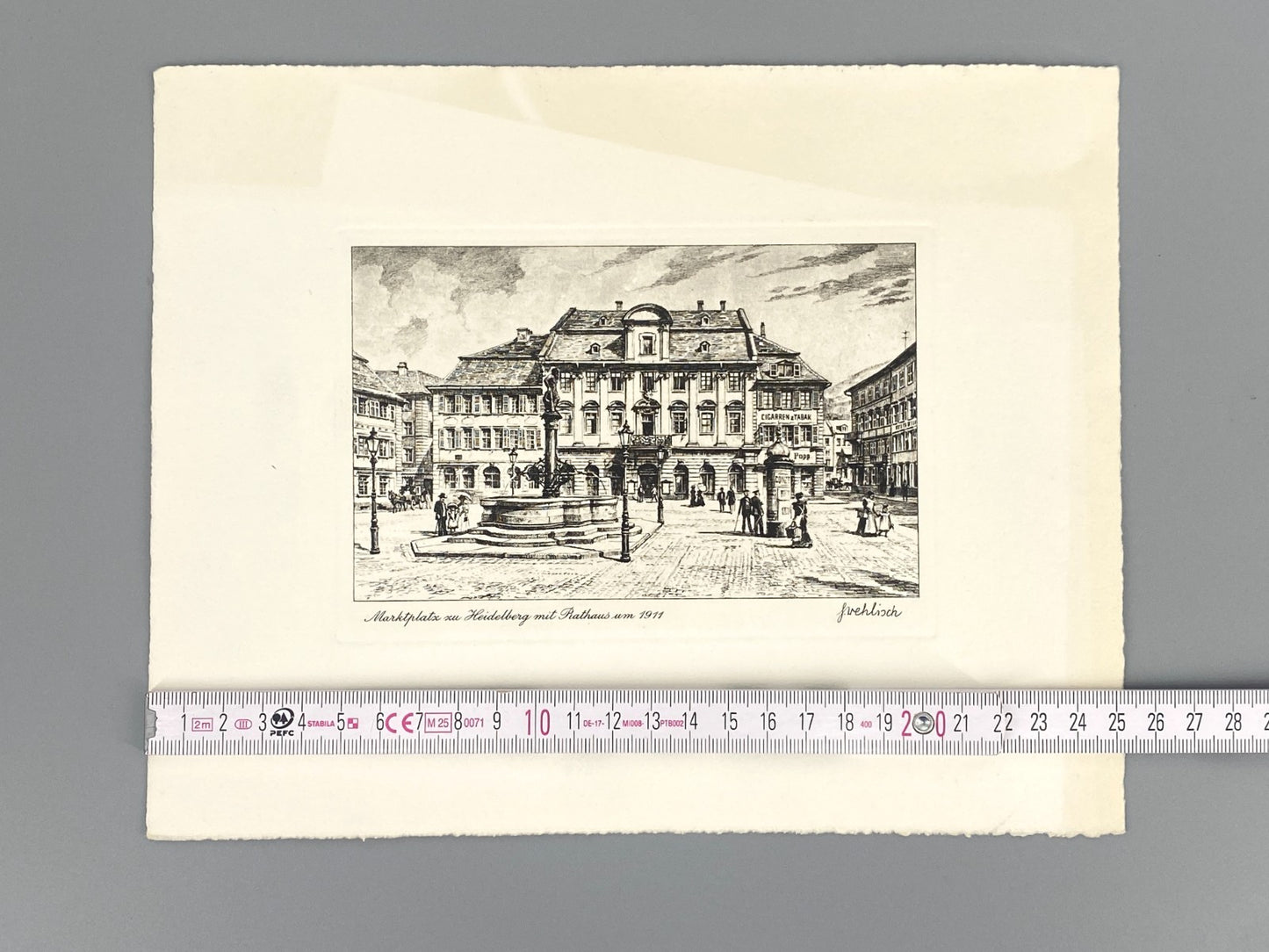 *2x RADIERUNG HEINZ WEHLISCH HEIDELBERG ANSICHTEN PFERDEBAHN MARKTPLATZ ORIGINAL
