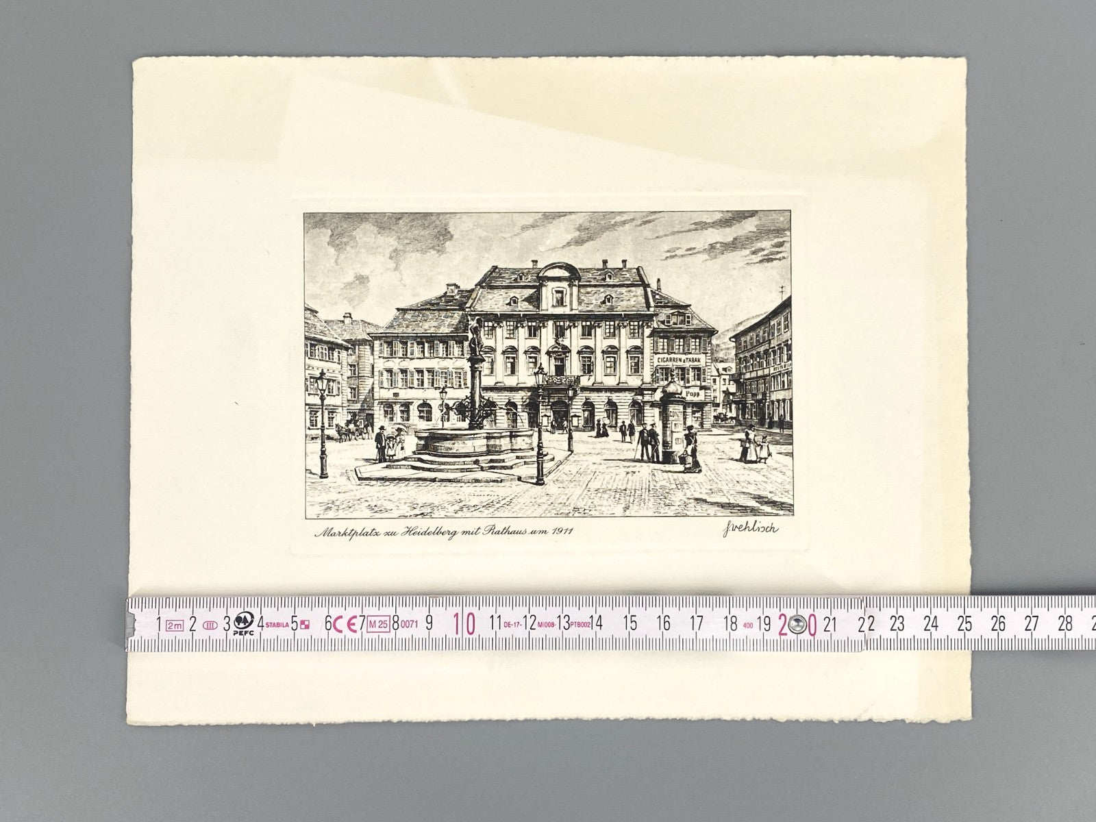 *2x RADIERUNG HEINZ WEHLISCH HEIDELBERG ANSICHTEN PFERDEBAHN MARKTPLATZ ORIGINAL